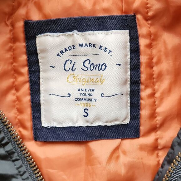 Ci Sono Originals Olive Green Orange Jacket Patches Women Size S Polyester - Picture 6 of 6